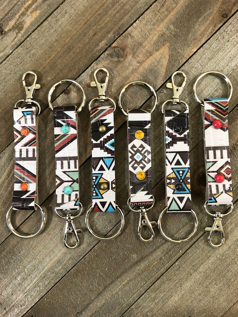 Genuine Leather Key Fob Southwestern Keychain Western Etsy