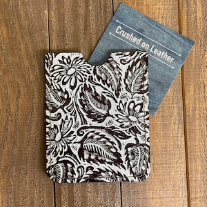 Brown and White Leather Card Pouch/ID or Credit Card Holder
