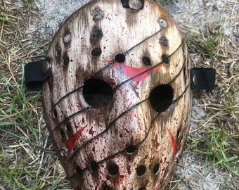 Máscara de Jason personalizada, pintada a mano - Diseño de madera, cortes