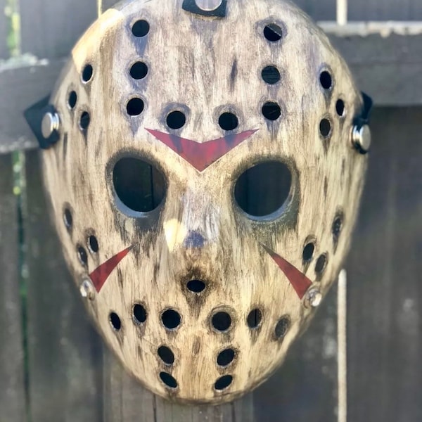 Custom Hand Painted Jason Mask - Wood Design, Multiple Designs