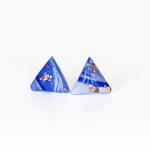 Tiny triangle stud earrings with surgical steel posts for sensitive ears