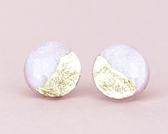Blush pink stud earrings, Delicate handmade jewelry with surgical steel base, Birthday gifts