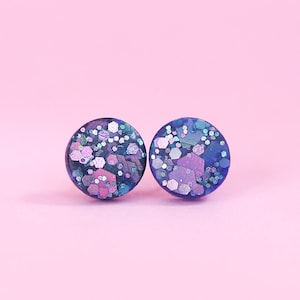 Matte Glitter Stud Earrings (8mm): Surgical Steel Posts