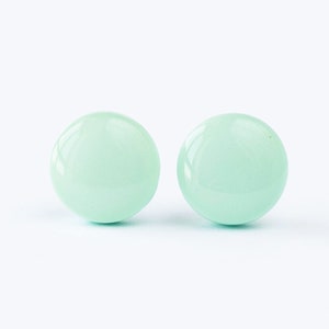 Mint minimalist earrings, Studs with hypoallergenic stainless steel posts, polymer clay jewelry