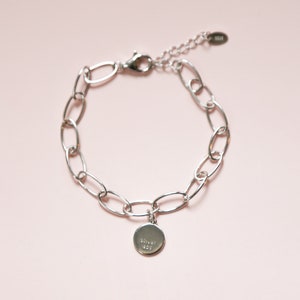 Silver paperclip chain bracelet, Solid 925 silver bracelet, Minimalist jewelry image 1