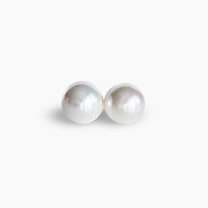 Pearl stud earrings with silver posts, Minimalist jewelry gift