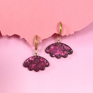 Delicate flower hoop earrings made from crystal resin, Jewelry lover gift
