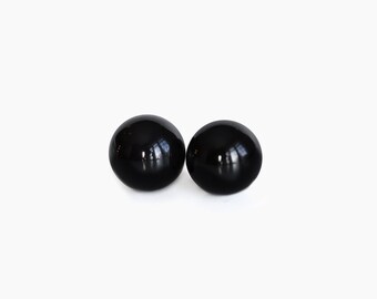 Black Agate Stud Earrings with Sterling Silver Posts, Birthday gifts