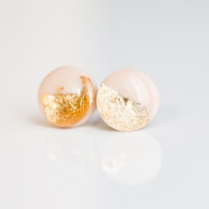 Delicate surgical steel stud earrings, Champagne rose gold studs, Handmade jewelry image 7