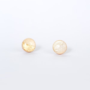 Champagne sparkly gold stud earrings, Minimalist gold earrings with surgical hypoallergenic steel base, Polymer clay jewelry image 9