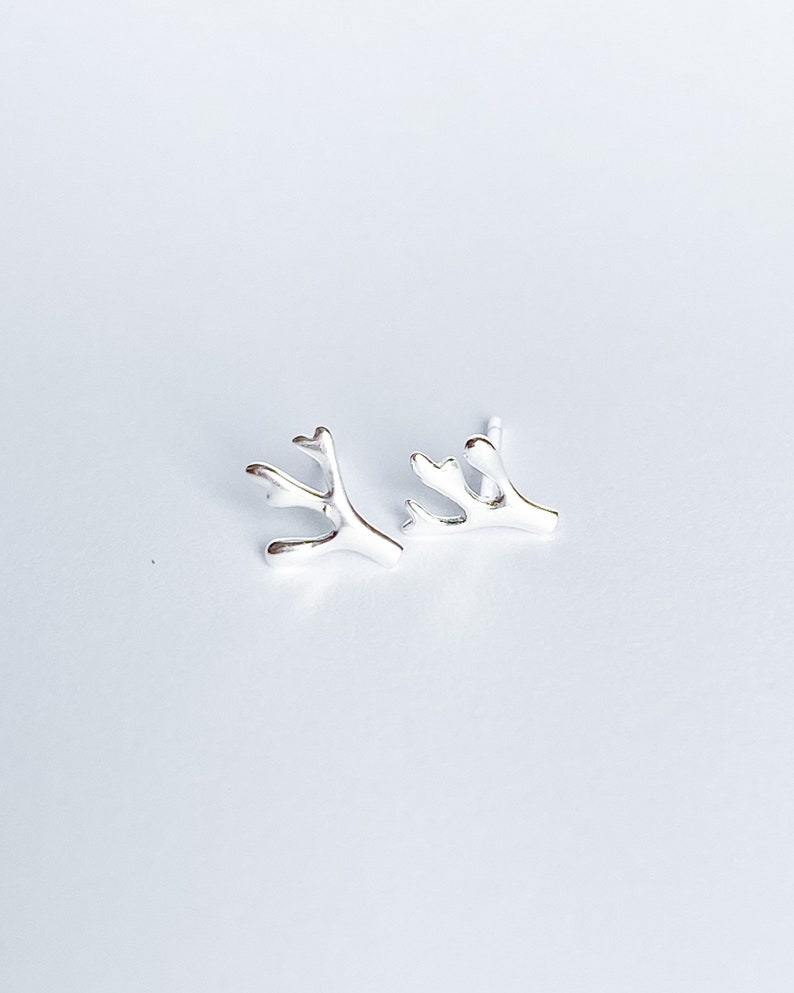 Tiny botanical stud Zearrings 925 sterling silver, Hypoallergenic earrings for sensitive ears image 1