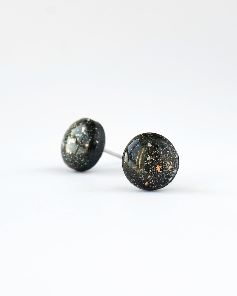 Celestial stud earrings, Delicate studs with hypoallergenic surgical steel posts, Birthday gifts image 1