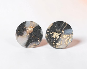 Handmade Marble Effect Stud Earrings - Hypoallergenic Surgical Steel Posts, Handmade Jewelry for Sensitive Ears