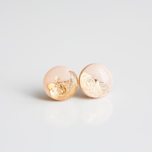 Delicate surgical steel stud earrings, Champagne rose gold studs, Handmade jewelry image 8