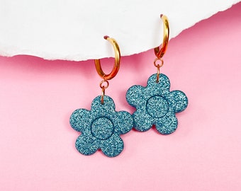 Cute flower statement earrings made from crystal resin, Handmade jewelry