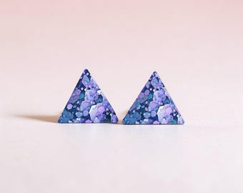 Minimalist triangle stud earrings with Hypoallergenic surgical steel posts, Handmade jewelry