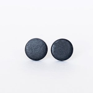 Black matte stud earrings, Hypoallergenic stainless steel earrings, Handmade polymer clay jewelry image 9