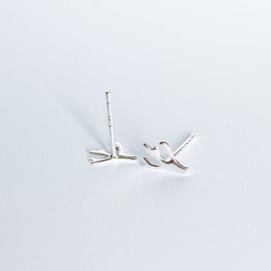 Tiny botanical stud Zearrings 925 sterling silver, Hypoallergenic earrings for sensitive ears image 3