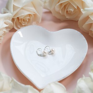Ivory pearl silver earrings Bridal jewelry Pearl silver earrings Jewelry gift image 2