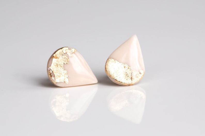 Teardrop studs earrings with surgical steel posts, Hypoallergenic earrings for sensitive ears 