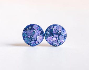 Matte Glitter Stud Earrings (8mm): Surgical Steel Posts