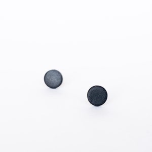 Black matte stud earrings, Hypoallergenic stainless steel earrings, Handmade polymer clay jewelry image 8