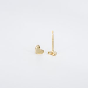 Minimalist second piercing stud earrings, 18k Gold heart studs, Delicate earrings for sensitive ears image 9