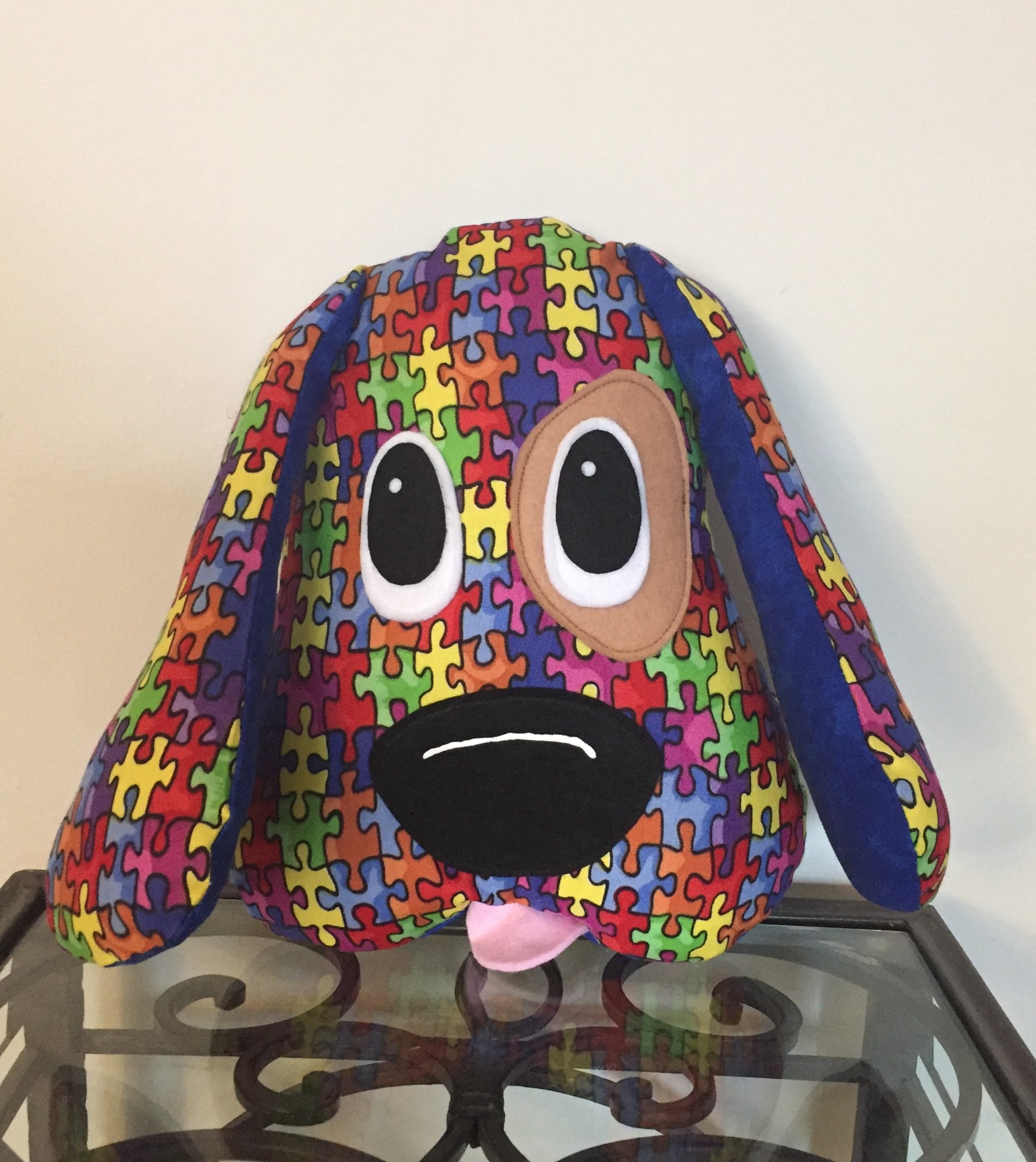 Autism Awareness Handmade Stuffed Dog autism gift puzzle Etsy