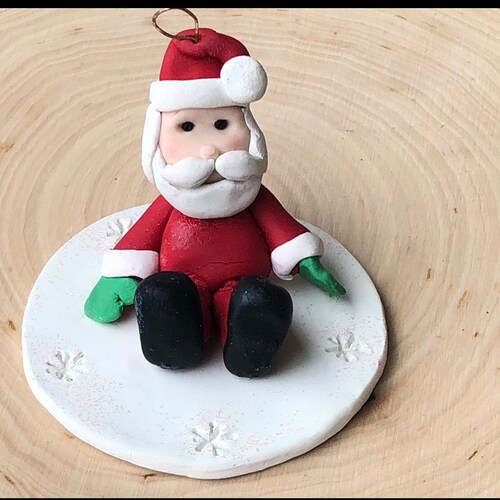 Polymer Clay Christmas Ornament Curly Hat Santa Handmade Etsy