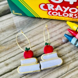 Back to school earrings/apple earrings/ book earrings/ school earrings