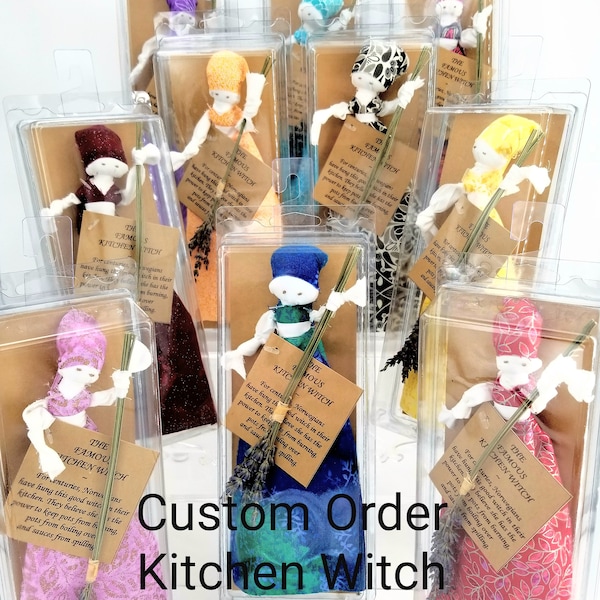 Kitchen Witch Custom Order ~ Secret pour cuisiner à l’épreuve des bêtises! Vous choisissez la couleur du thème pour correspondre à la cuisine!