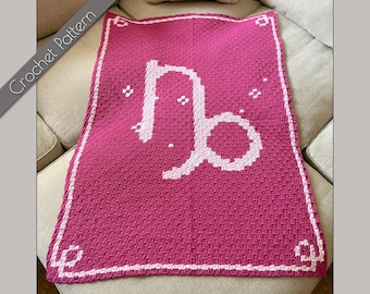 Patrón de crochet Capricornio C2C / Manta del zodiaco / Gráfico astrológico / Carta de Capricornio / Gráfico del zodiaco / Tapiz del horóscopo / Tapiz para colgar en la pared