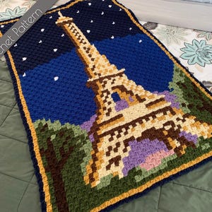 Haakpatroon Eiffeltoren C2C | Paris Graphgan-deken | Afghaanse reisgrafiek | Parijse haakpatroon | Gehaakte deken Eiffeltoren