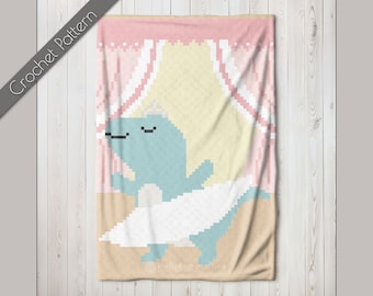 Ballerina-dinosaurus C2C-haakpatroon, dansende dino van hoek tot hoek, T-rex Ballet Graphgan, Jurassic Girl-dekenpatroon