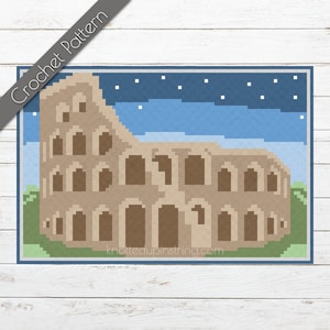 Rome C2C Crochet Pattern | Colosseum Blanket | Italy Travel Graphgan | Roma Italia Colosseo Graph | Old Italy Amphitheater | Colosseum C2C
