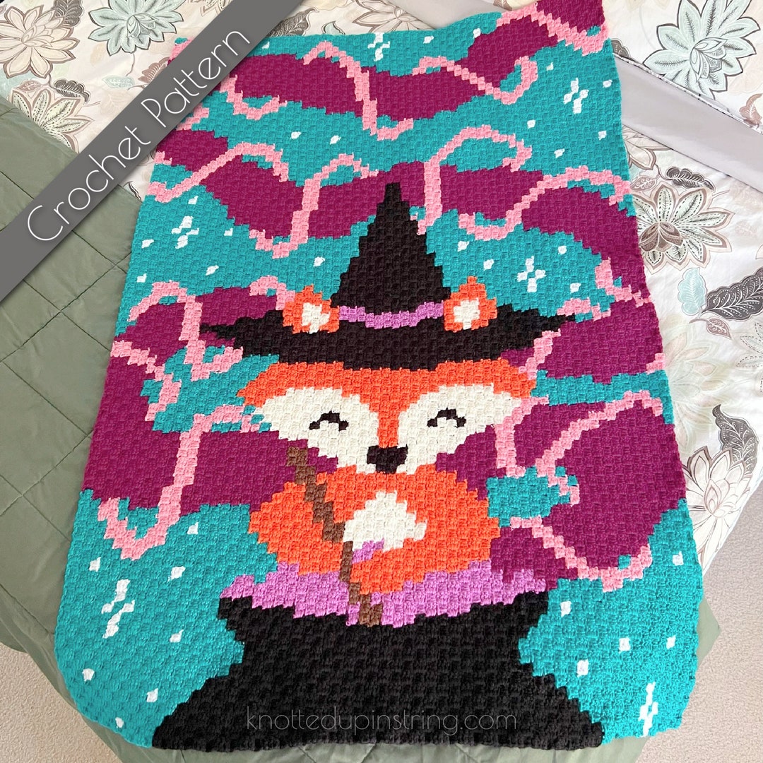 Halloween C2C Crochet Pattern Fox Witch Blanket Magical Witchcraft ...