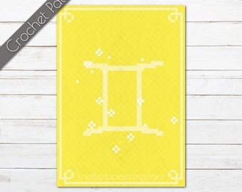 Gemini C2C Crochet Pattern | Zodiac Blanket | Astrology Graphgan | Gemini Chart | Zodiac Graph | Horoscope Tapestry | Wall Hanging