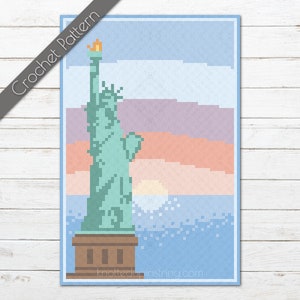Statue of Liberty C2C Crochet Pattern | America Graphgan Pattern | New York City Blanket | Travel Graph | Sunrise Afghan | Unique Crochet image 1