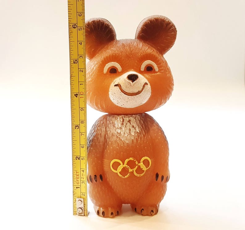 Bear MISHA mascot XXII Olympic Games Moscow 1980 Polyethylene USSR 16cm 6.3inch Gl\u00fccksbringer Olympiade 80 in Moskau 16.5cm 6.5inch
