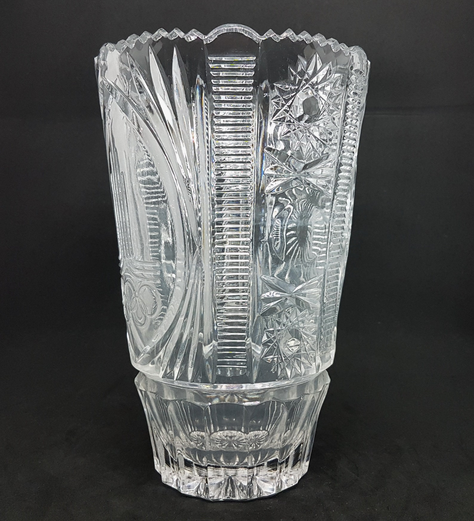Vintage Vase Cut Lead Crystal Glass USSR Olympic Games Moscow Etsy