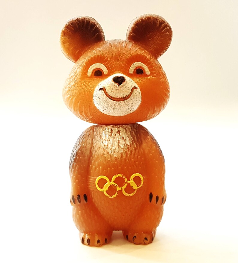 Bear MISHA mascot XXII Olympic Games Moscow 1980 Polyethylene USSR 16cm 6.3inch Gl\u00fccksbringer Olympiade 80 in Moskau 16.5cm 6.5inch