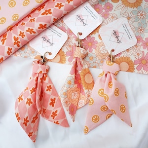 Porte-clés tissu - Bijoux de sac - Retro Vintage 70s Smiley - Cadeau pour ami - Cadeau crémaillere - Porte clé maison - Cadeau emménagement