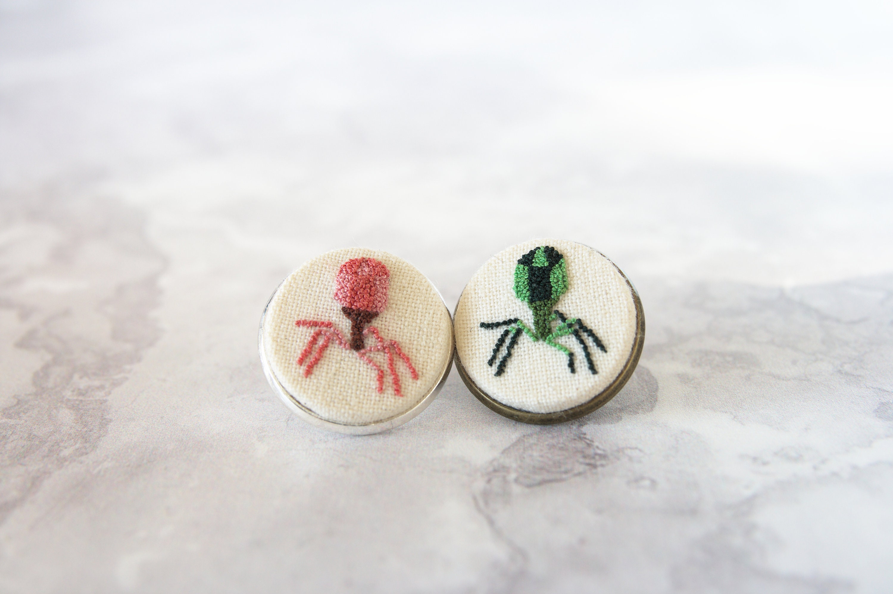 Bacteriophage Embroidery Pin, Necklace, Keychain, Bookmark, or Ruler - Etsy