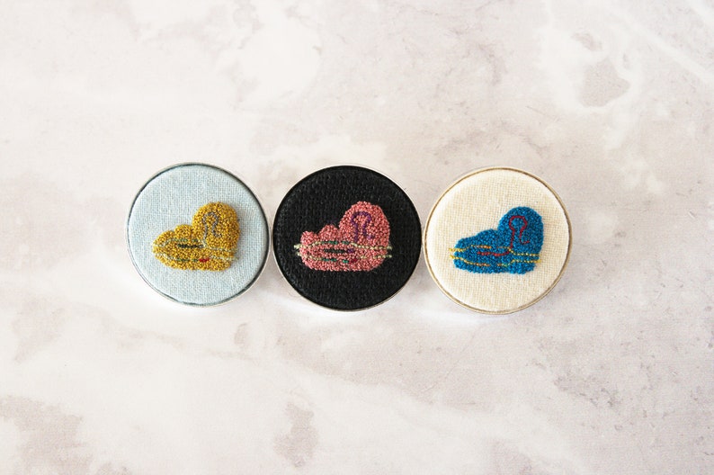 CRISPR Cas9 Pin or Necklace, tiny hand embroidery, comes in gift box