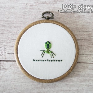 Bacteriophage Scientific Hand Embroidery Pattern - PDF Instant Download - Beginner Level - Materials not included