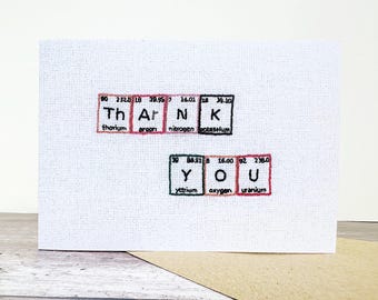 Carte de voeux Merci, tableau périodique - Unique