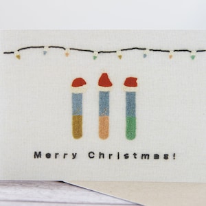 Tarjetas de felicitación con tubos de ensayo de ciencia para Navidad, luces de tubos de microcentrífuga (individual)