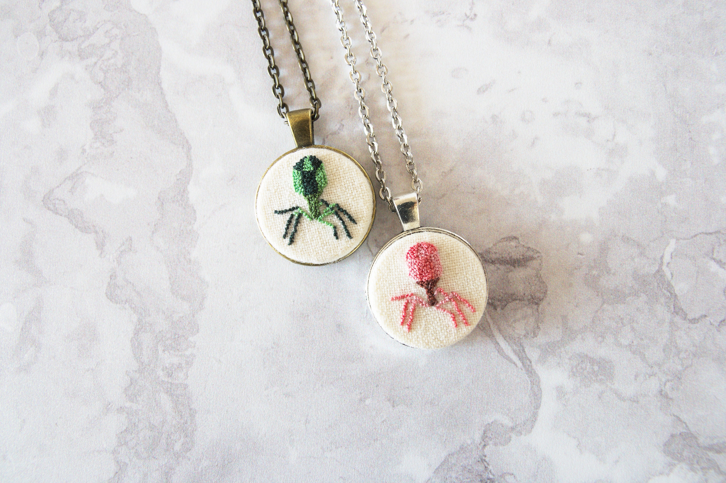 Bacteriophage Embroidery Pin, Necklace, Keychain, Bookmark, or Ruler - Etsy