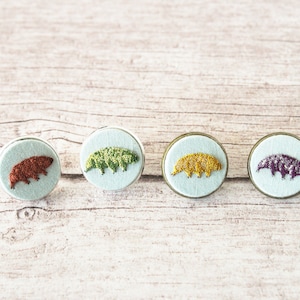 Tardigrade water Bear tiny embroidery - can be finished as Pin/Bookmark/Keychain/Necklace/Ruler - comes in a gift box