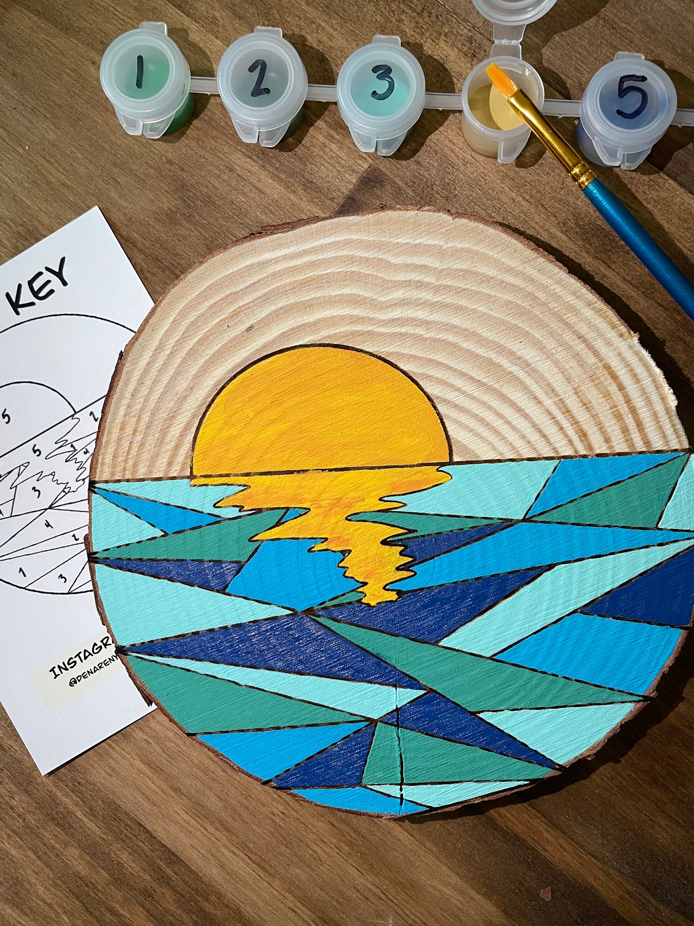 Paint By Number Wood Round Wall Hanging Kit Etsy